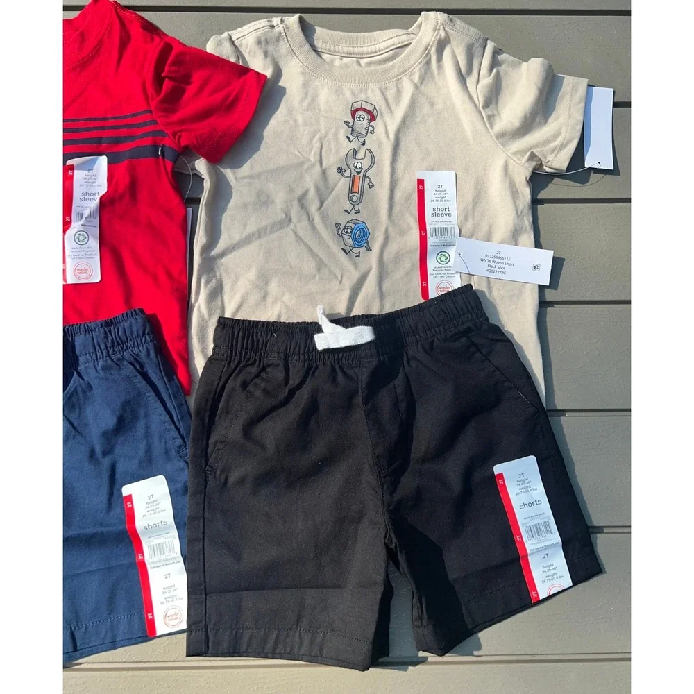 Wonder Nation Toddler Boys 2T Lot 8 Pieces NWT Shorts Graphic T-Shirts Summer